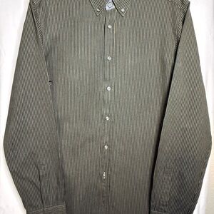 Boss Olive Pinstripe Button Down Shirt- Orange Label